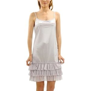 A.Y.K. 3 Tier Ruffle Slip Tiered Dress With Cross Back Detail Silver Size Small